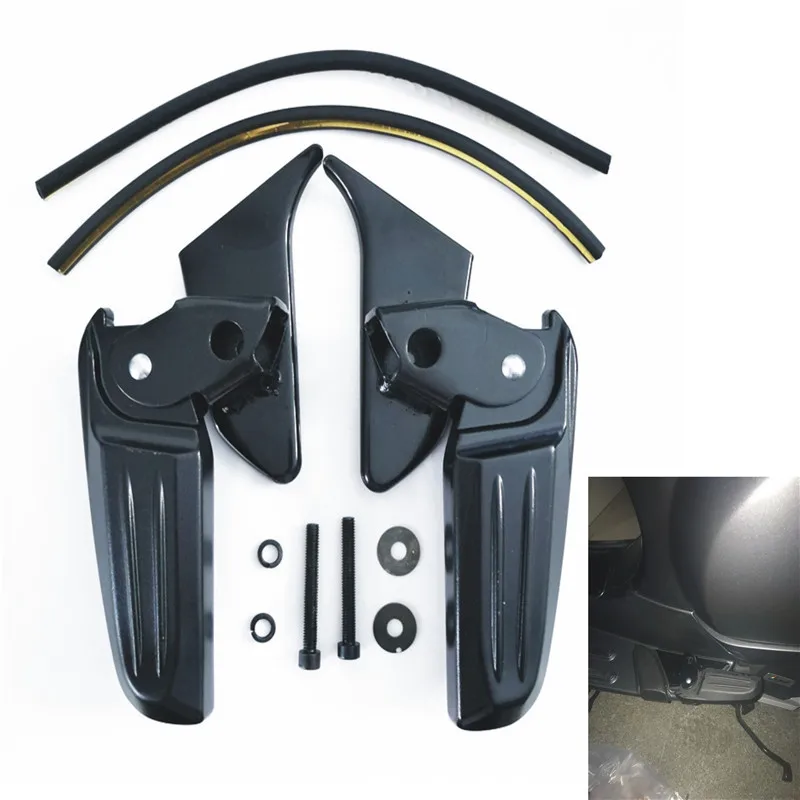 

Motorcycle Aluminum Rear Passenger Foot Steps Mats Footrest Footpads Foldable Pedals for VESPA sprint Primavera 150 125 Black