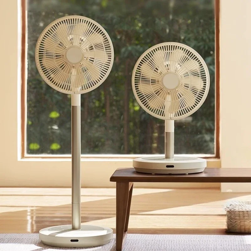 9 Blades Silent DC Inverter Floor Fan Remote Large Wind Air Circulator Energy Saving Vertical Fan Home Bedroom Cream White