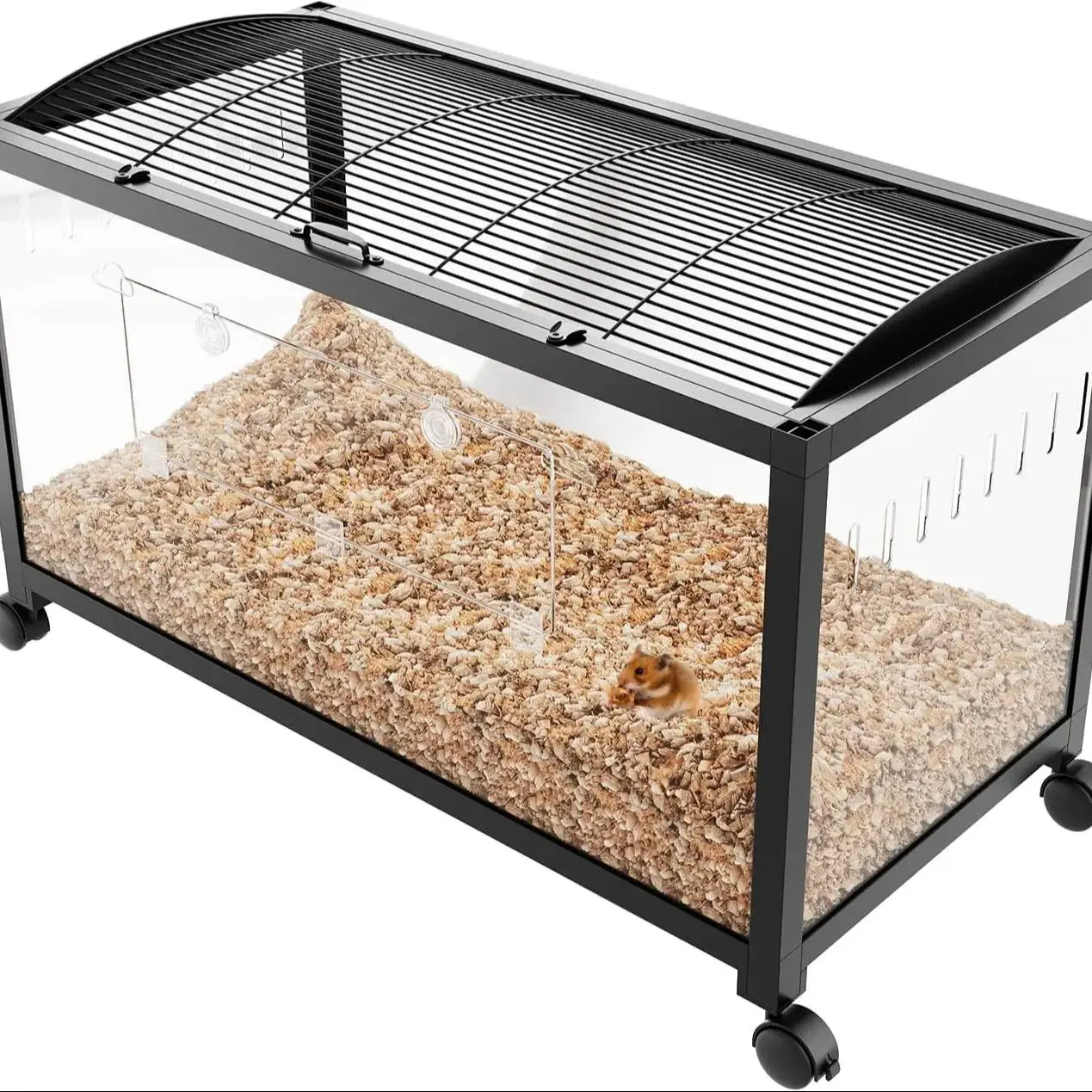 Plastic metalen muiskooi met wielen Kleine dierenhabitat groot voor dwerg Syrische hamsterhuis, cavia - afbeelding 2