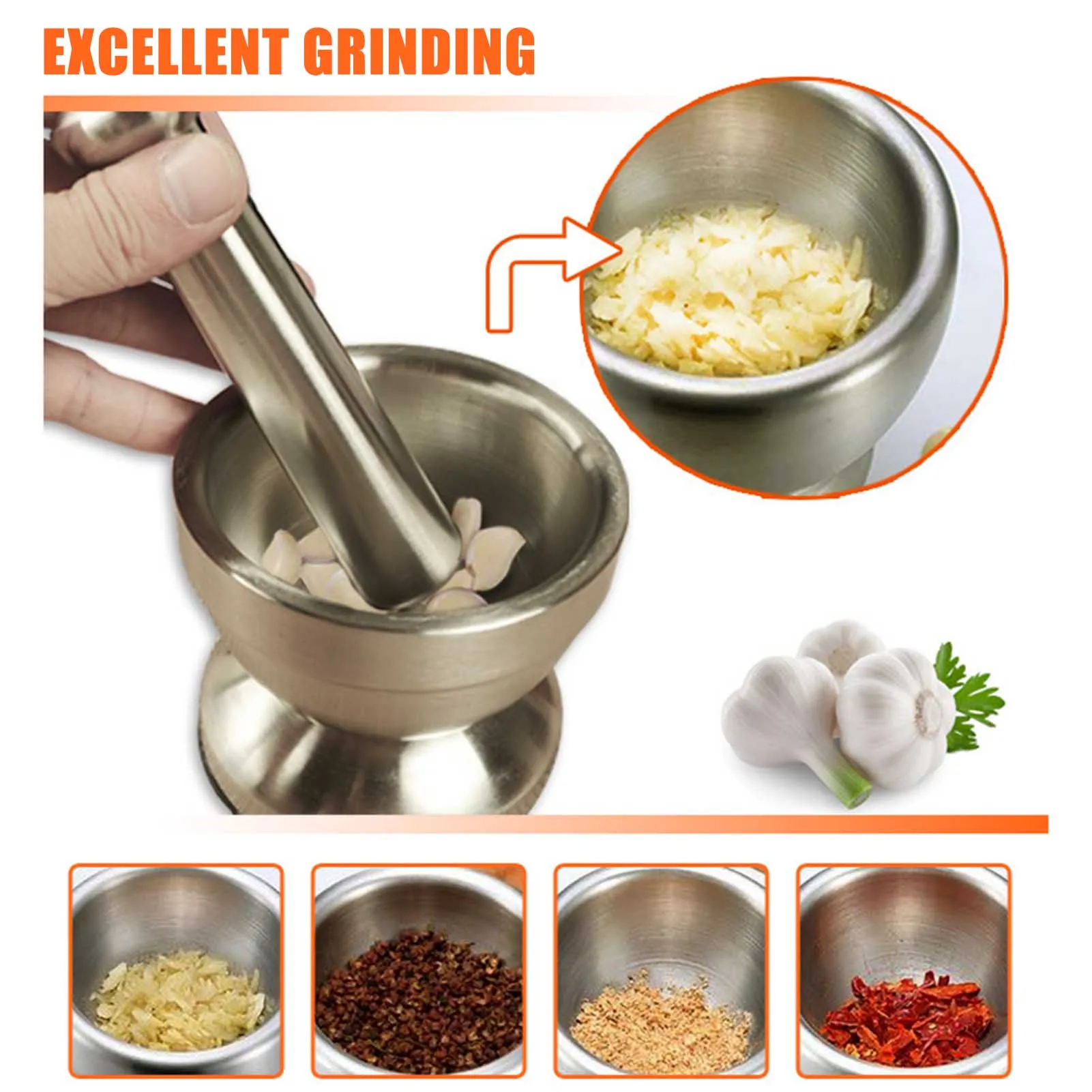 

Stainless Steel Mortar and Pestle Set Antioxidant & Corrosion Resistant Garlic Masher for Fine Powder for Adults Local Delivery