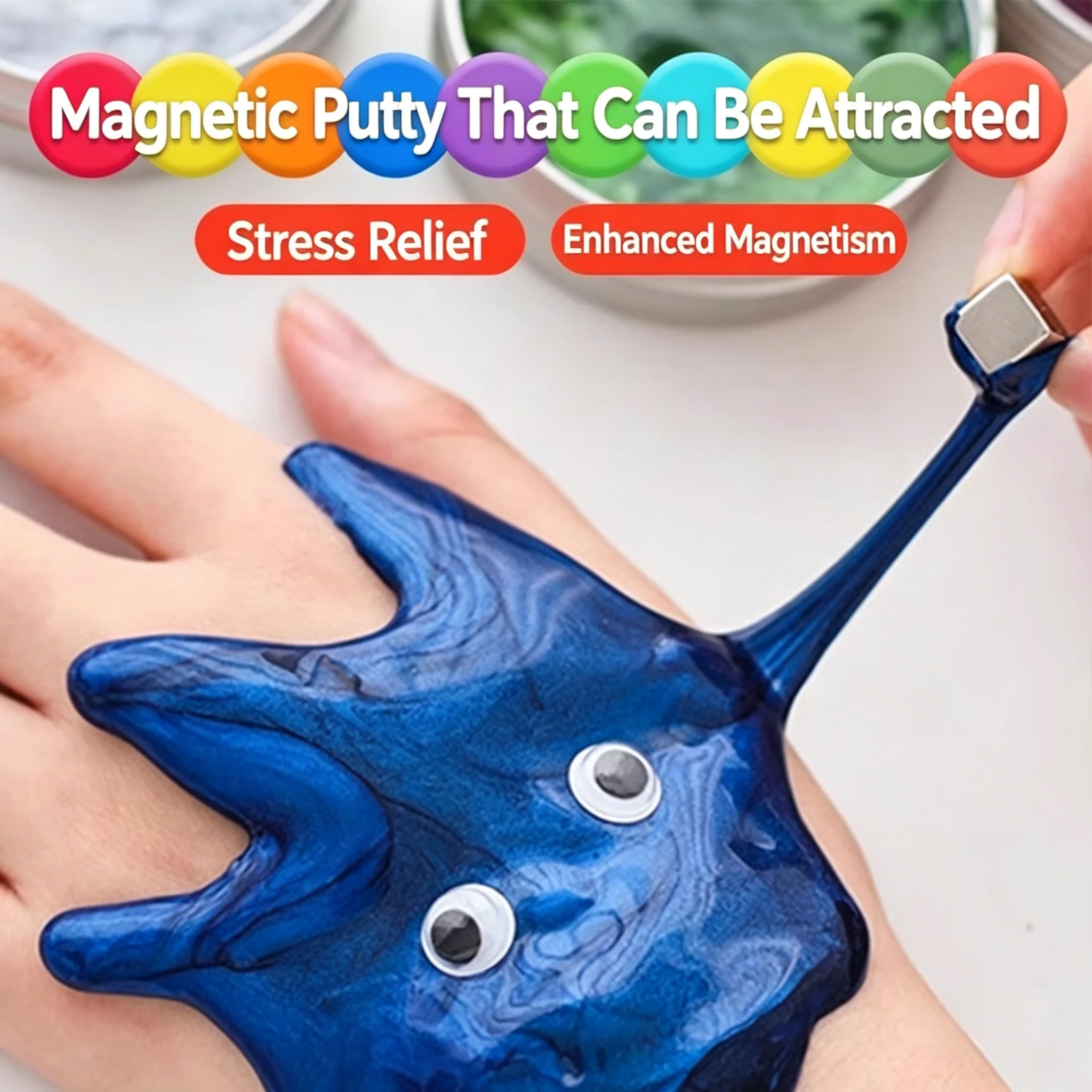 Resin Magnetic Bouncing Mud Ferrofluid High Stretch Magnetic Suction Clay Interesting With Magnet Mud Playdough Funny Toy Gifts