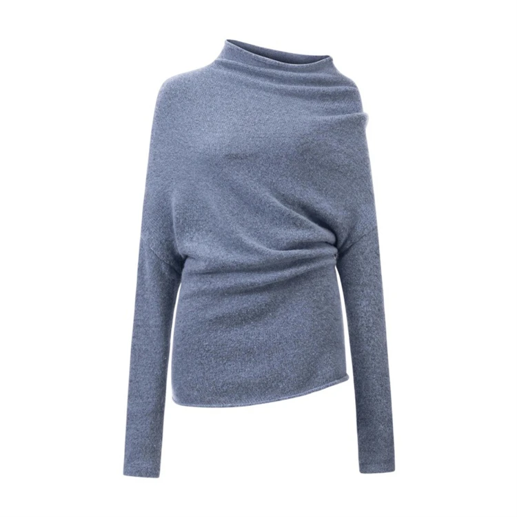 Ele Viking Knit Sweater Asymmetrical oulder Design Floor Length f Skirt High Waist Loose Fit Long Sve Winter Faion