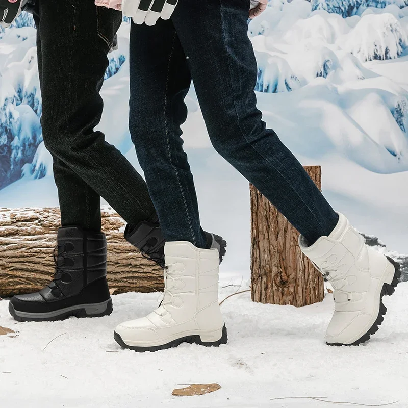 

Mens Hiking Shoes Outdoor Plush High Top Snow Boots Anti-Slip Ankle Work Casual Sneaker