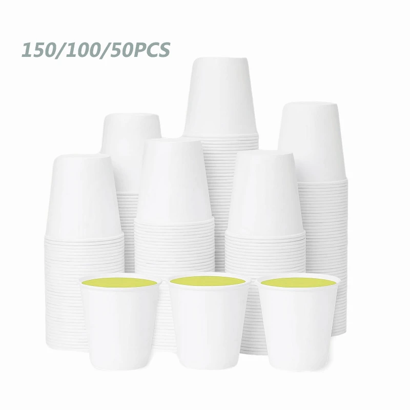 150/100/50PCSDisposable Small Paper Cups Supermarket PartyOffice Coffee Beverages Candy Hotel Mini Mouthwash Cup White Paper Cup