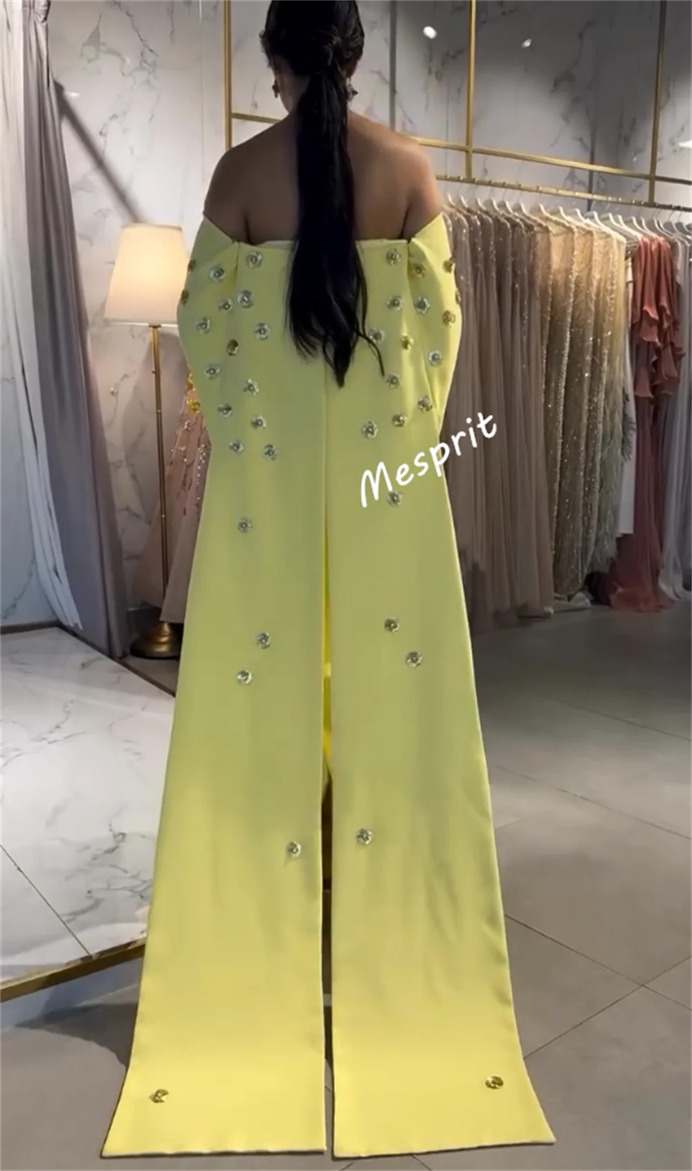 Op maat gemaakte jersey knoop glitter off-the-shoulder rechte lange jurken op maat gemaakte gelegenheid damesavond elegant feest bruiloft