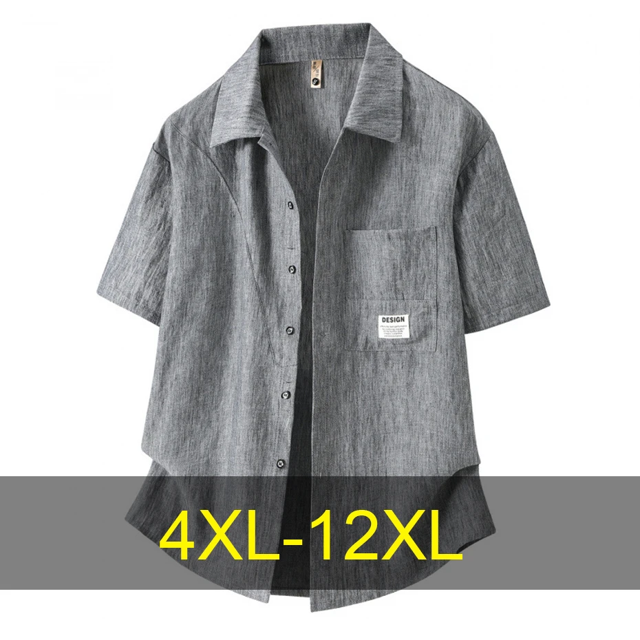 

12XL 11XL Plus Size Shirts Men Summer Short Sleeve Shirts Fashion Vintage Shirt Male Big Size 10XL