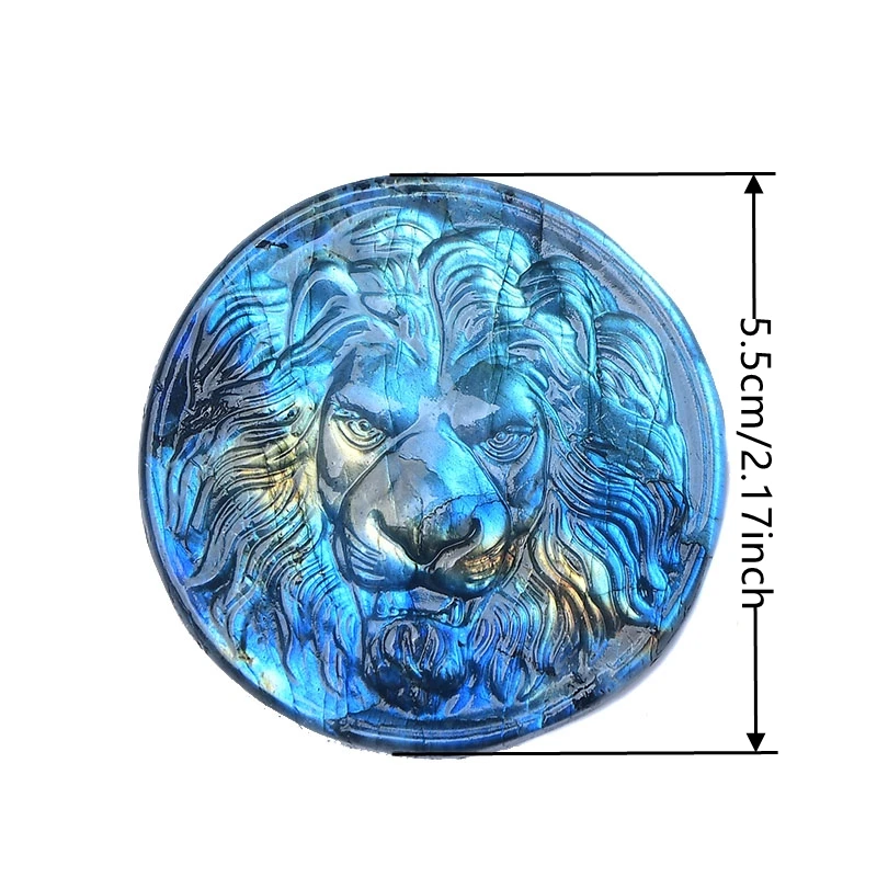 Labradorite Large Lion Head Ornament DIY Pendant Crystals Home Decor Decorations Witchcraft Aquarium Room Crystal Decoration