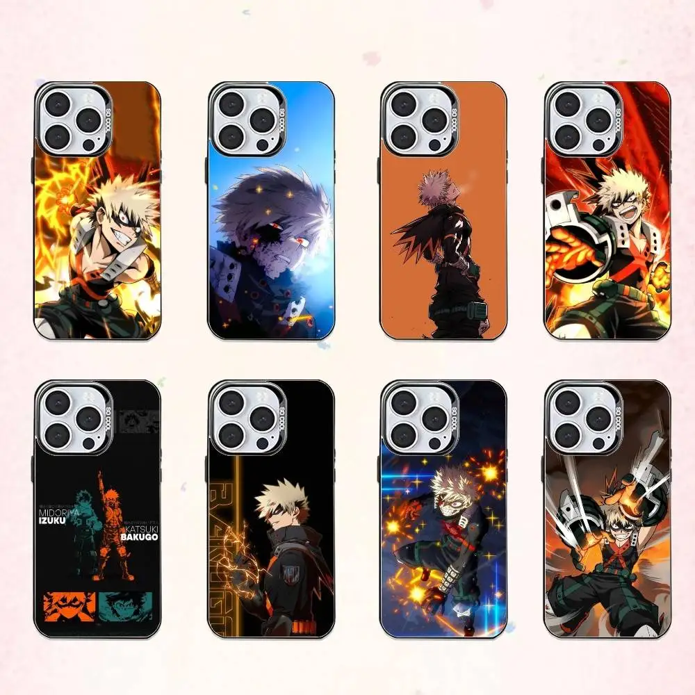 

B-Bakugo My Hero Academia Phone Case For iPhone17,16,15,14,13,12,11 Plus,Pro Max Colored Silver Plated Inside Cover