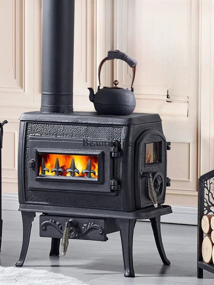 

Real Fire Fireplace New Cast Iron Burning Wood Stove Household Heating Stove Power 8kW