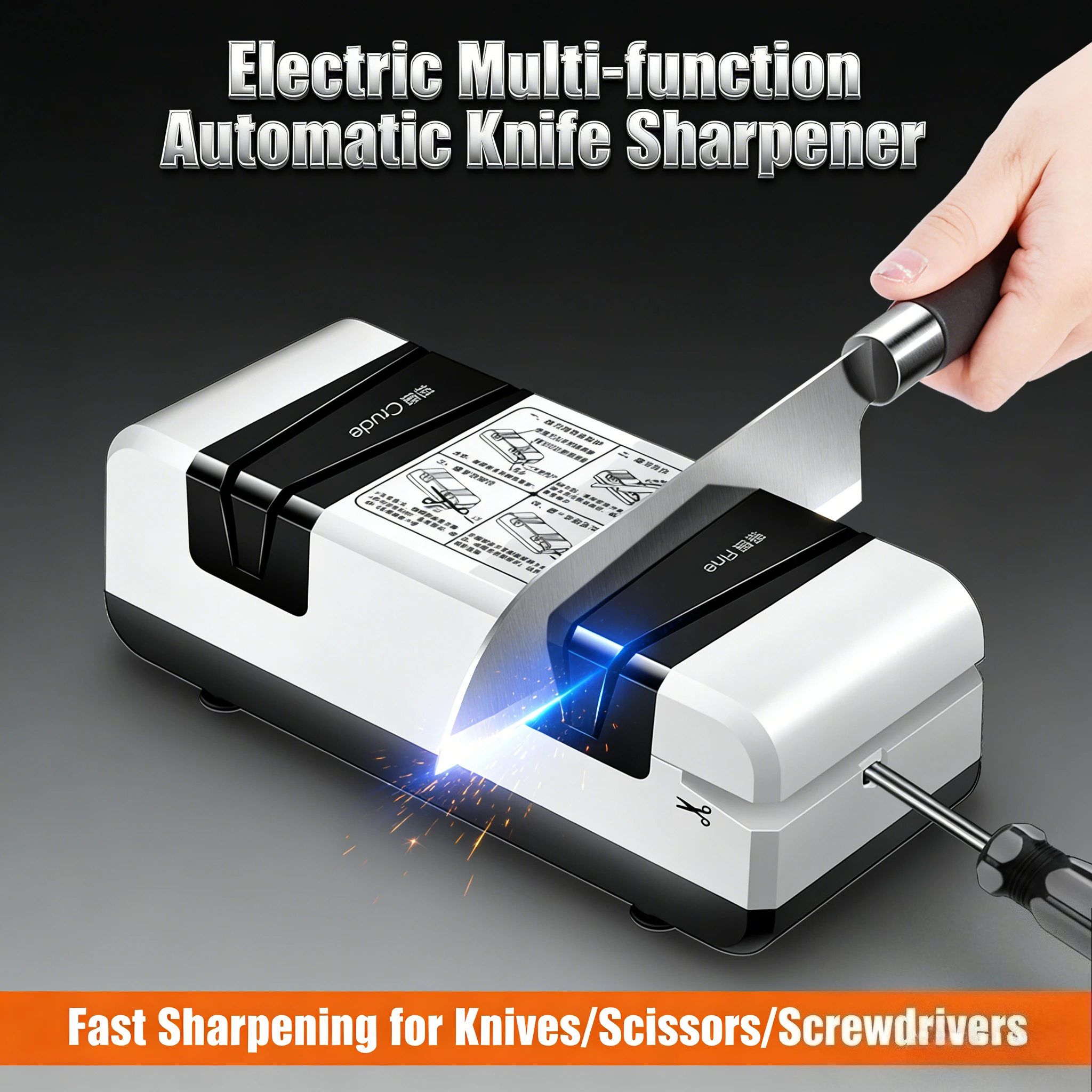 Electric Multi-function Automatic Knife Sharpener Fast Sharpening For Knives Scissors Slotted Screwdrivers Home Kitchen Use
