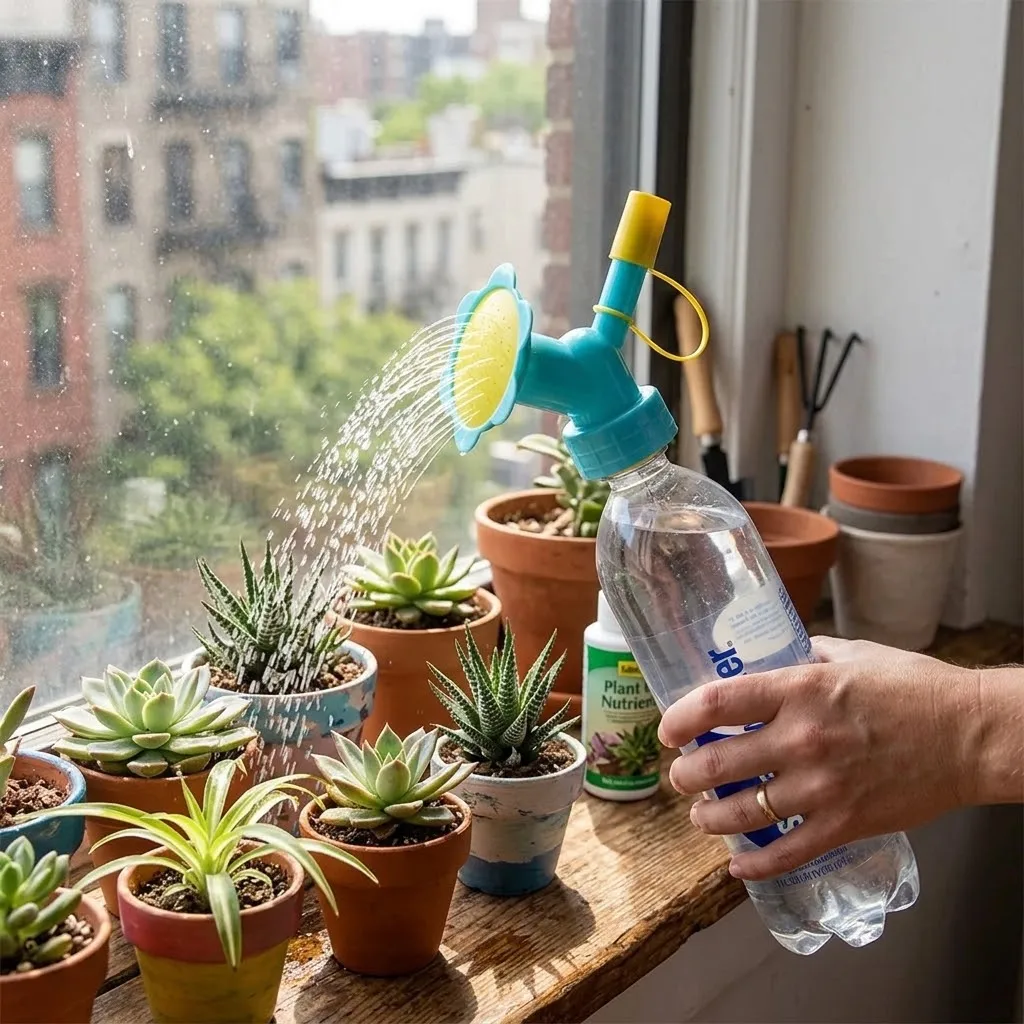 Garden Accessories Sprinkle Dual Head Mini Watering Can Plastic Plant Bottle Watering Spout Small for Indoor Plants Modern Style