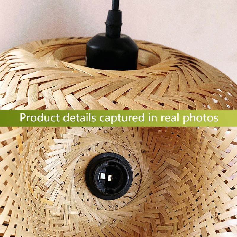 Lampu Gantung Bambu 30cm Lampu Hias Rotan Alami Anyaman E27 LED Lampu Chandelier Kap Lampu Tenun Tangan Perlengkapan Pencahayaan Lampu Gantung