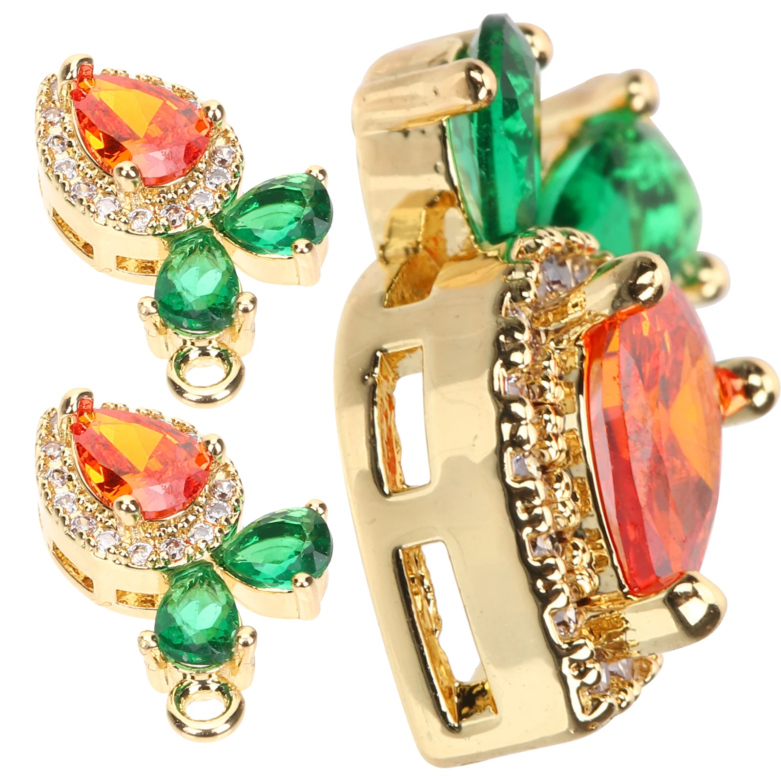 

3pcs Metal Zircon Pendant Charms Carrot Shape DIY Jewelry Making Necklace Bracelet Keychain charms jewelry pendant decoration