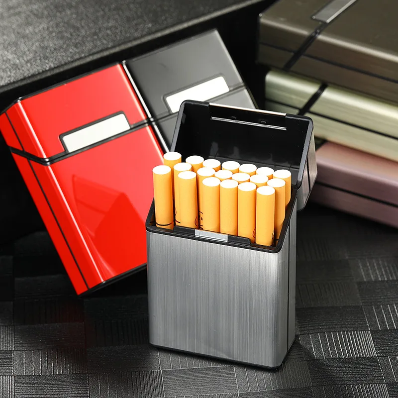 Aluminum Alloy Thick 20 Cigarette Case Simple Solid Color Waterproof Hard Shell Cigarette Accessories