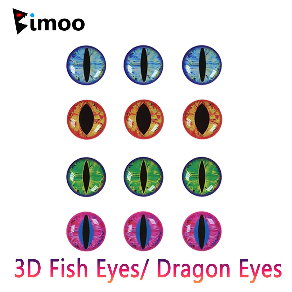 

Bimoo 50pcs Holographic 3D Epoxy Fish Eyes Dragon Eyes For Tying Streamer Saltwater Fly Jig Baits Fishing Lure Making 3mm~12mm