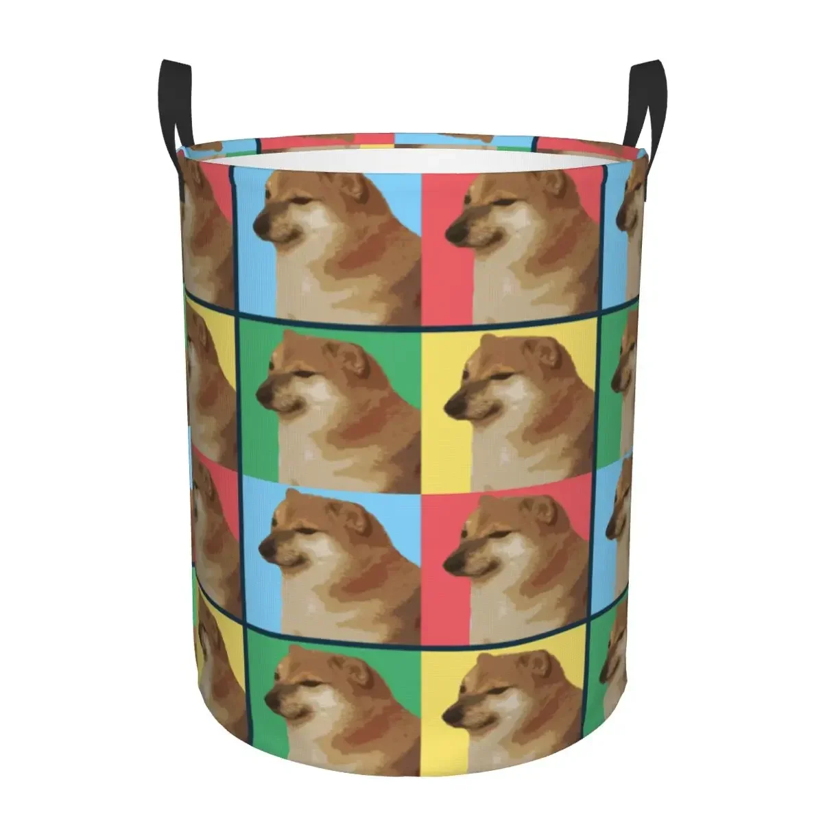 Vaporwave Aesthetic Cheems Laundry Basket Collapsible Large Clothing Storage Bin Shiba Inu Doge Meme Baby Hamper