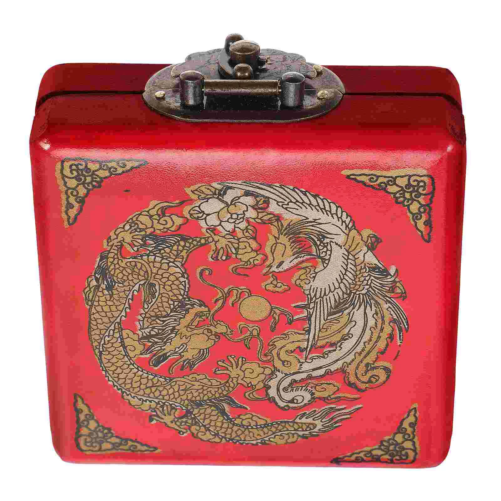 Chinese Decor Jewelry Box Decorative Boxes for Storage Travel Dragon Madera