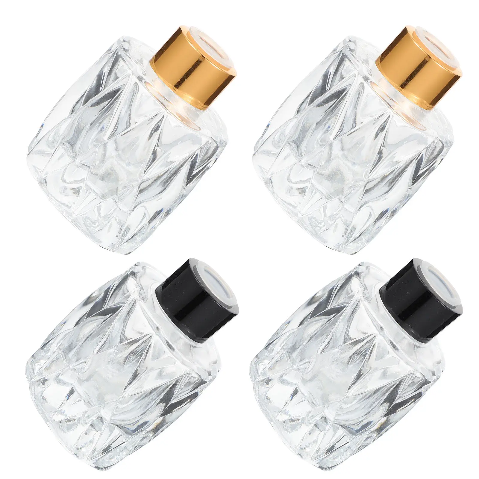 4Pcs Glass Diffuser Bottles Tight Seal Aromatherapy Essential Oil Containers Anti-Leak Non-Slip Base Home Decor