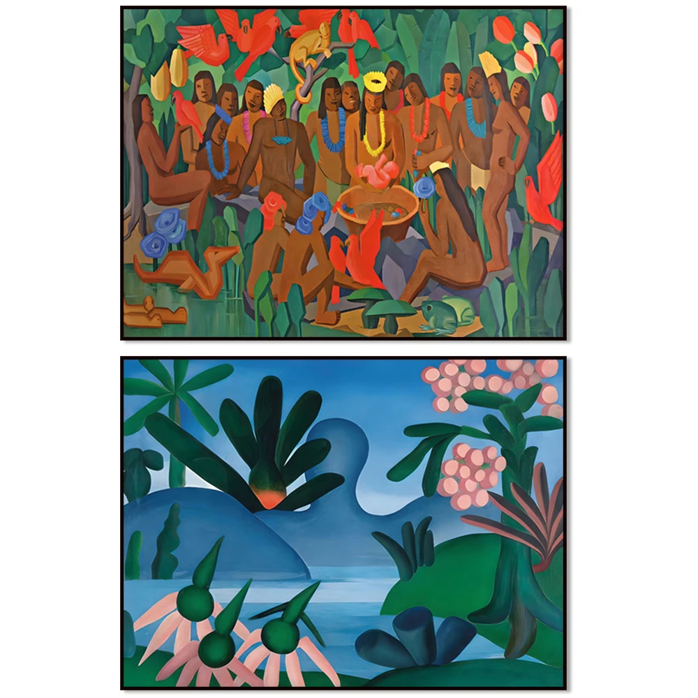 Tarsila do Amaral "lago" impressão, Abaporu, tela brasileira arte de parede pôster de decoração de casa