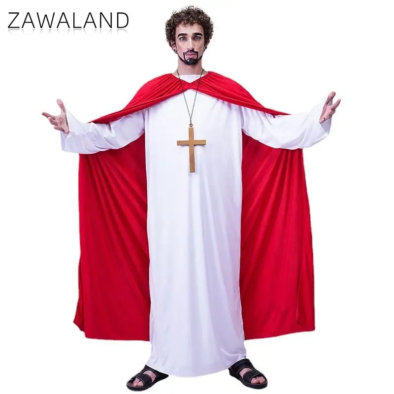 Zawaland Halloween Adult Clergyman Cosplay Costume Man Fashion Suit Performance Costume Holiday Party Funny Stage Clothes