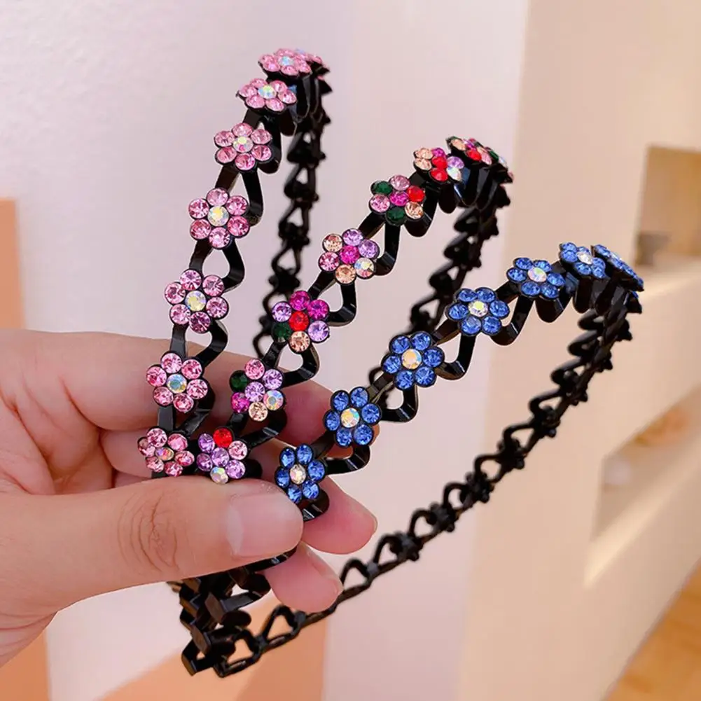 Women Headband Wave Rhinestones Headdress Korean Style Appearance Sweet Headband Good Elasticity Hair Hoop Hair Accessories