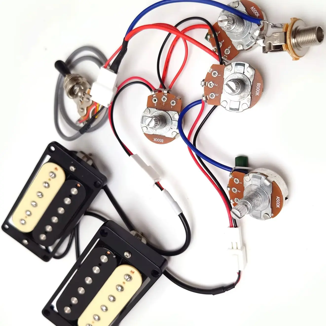 ProBucker Vintage Alnico 2   Humbucking Pickups with Wiring Harness 2T2V 3 Way Switch for LP Style Electric Guitar Gold Cover