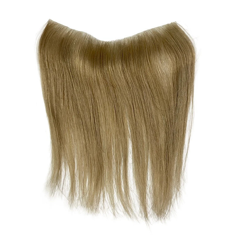 Blonde Color 0.06-0.08mm V Style Front Hairline Men Toupee SKIN PU 100% Human Hair Men Capillary Prosthesis Hairpiece System 6\