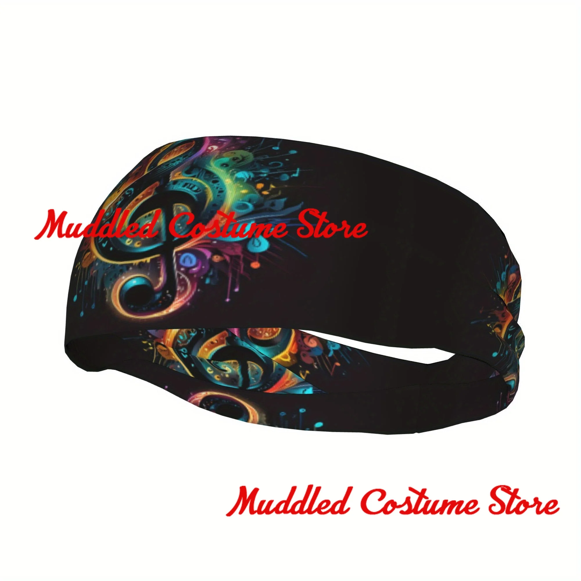 

Красочная музыкальная нота, повязка на голову с цветочным принтом, спортивная эластичная повязка на голову для йоги и фитнеса, эластичная повязка на голову