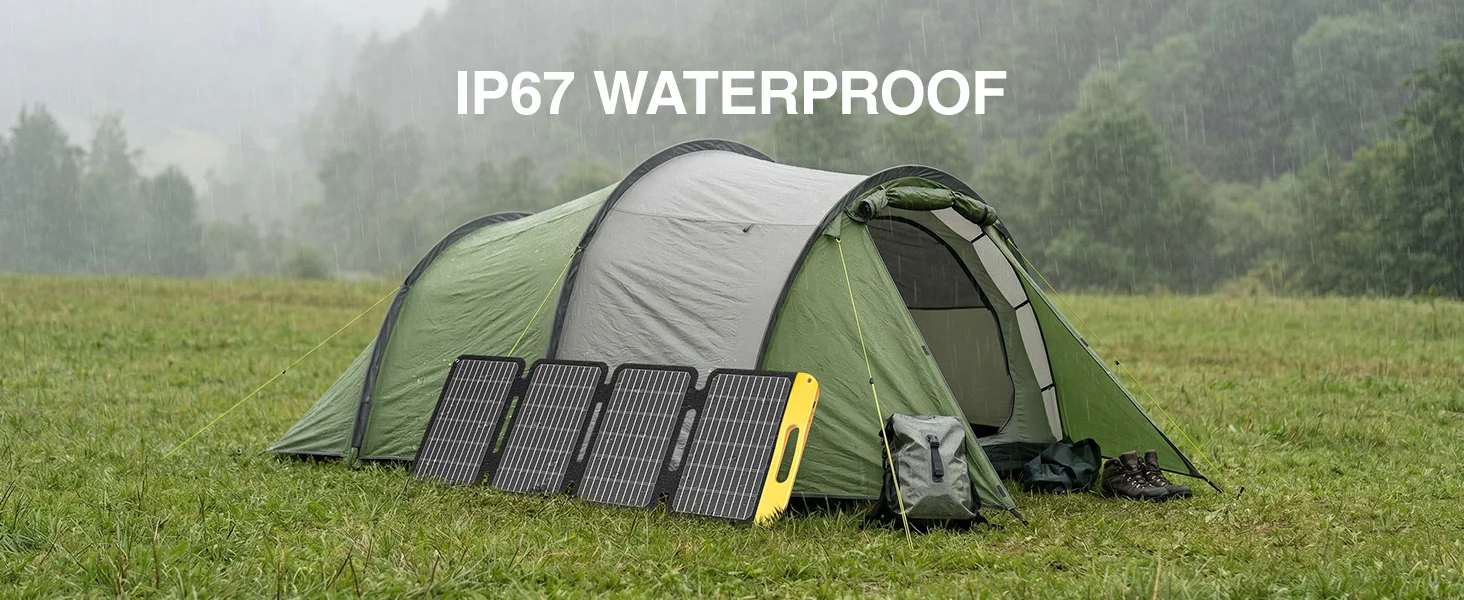 VTOMAN 40W Foldable Mini Solar Panel with USB-C & USB-A Outputs, Waterproof Solar Charger for Phones, Tablets, Jump 100 & FS300 Power Stations, Ideal for Camping, Hiking & Backpacking