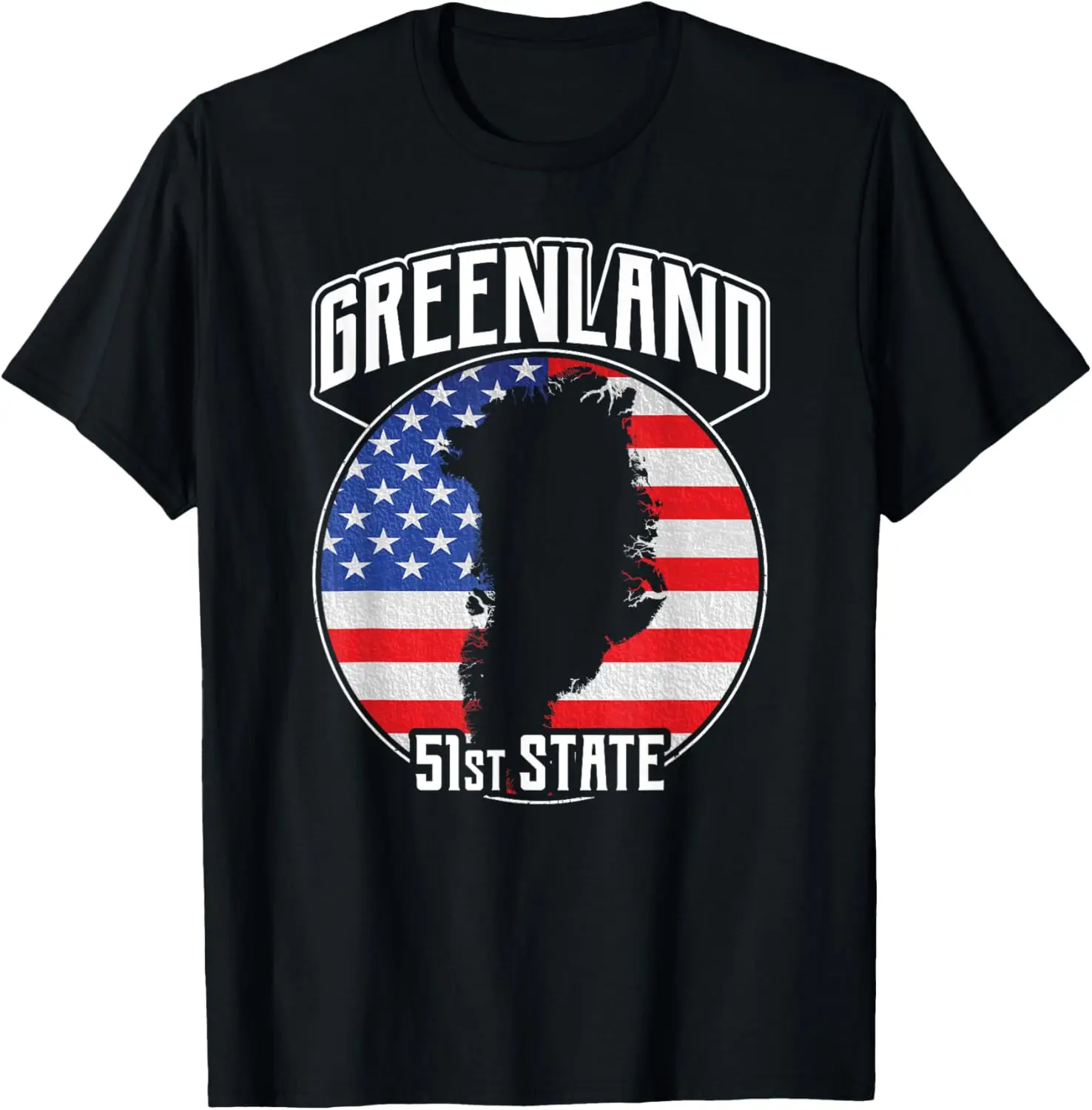 

Футболка в стиле ретро с флагом США, изображающая 51-й штат Гренландию, в стиле ретро.