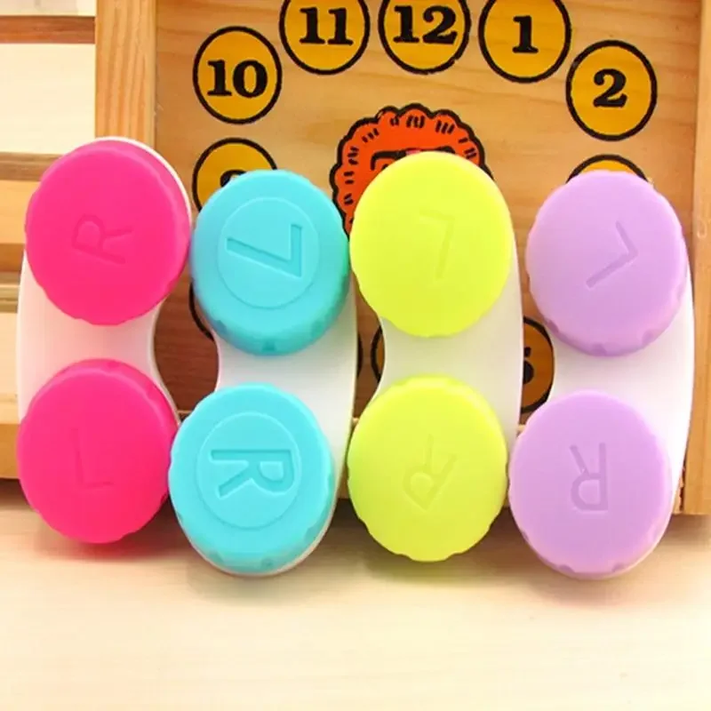 10PCS/Lot Small L+R Contact Lenses Case for Eyes Contacts Kit Holder Lens Container Women Men Cute Colored Contact Lenses Case