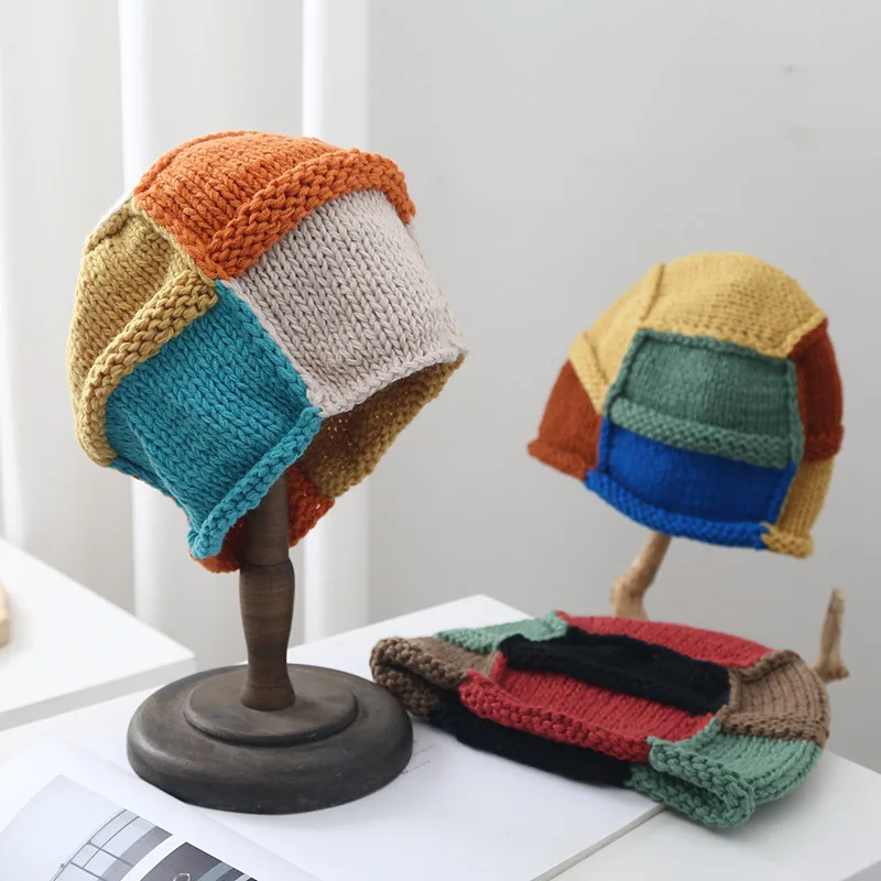 Splicing Colors Knitted Hat Personality Fashion Hat Women Warm Autumn and Winter Tide Hat