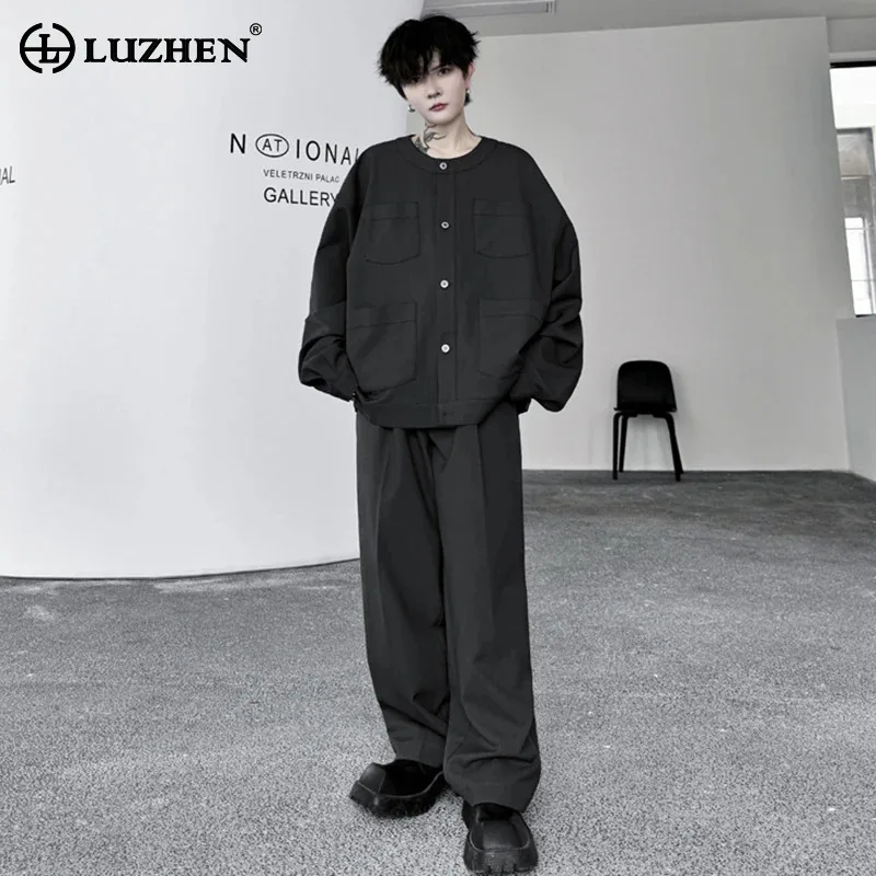 

LUZHEN Autumn Fashion New High Quality Jackets Two Piece Sets Original Luxury Stylish Plain Loose Men's Straight Pants LZ4723