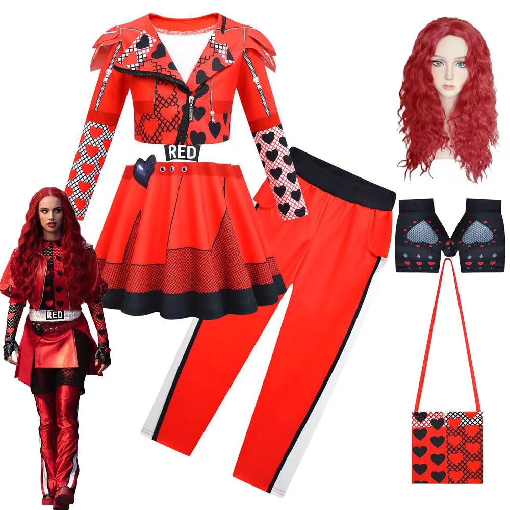 D-Descendants Red Costumes Girl Carnival Costumes Kids Party The Rise of Red Cosplay Dress Halloween Party Girls Costumes 3-12Y