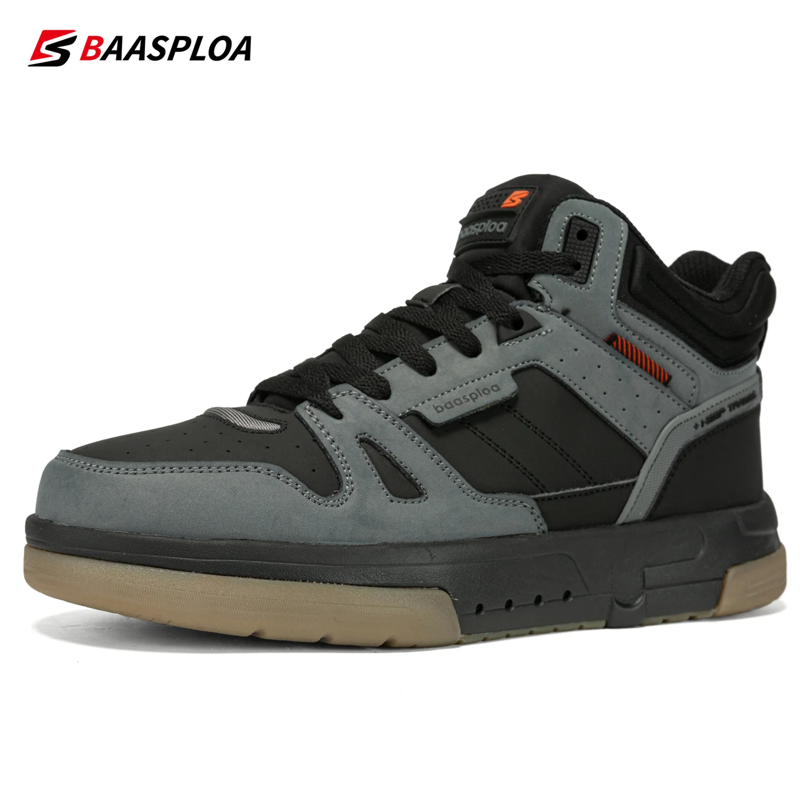 Baasploa Men's Cotton Boots Thickened Male's Winter Sneakers Outdoor Non-Slip Waterproof Leisure Sports Wear-Resistant