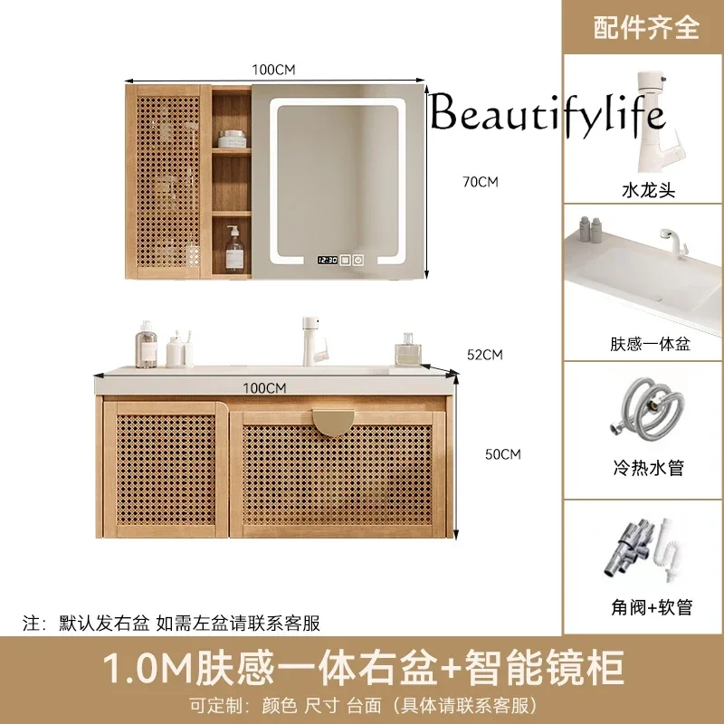 Basin rattan log amazed silence wind bathroom cabinet combination bathroom sink hand wash basin