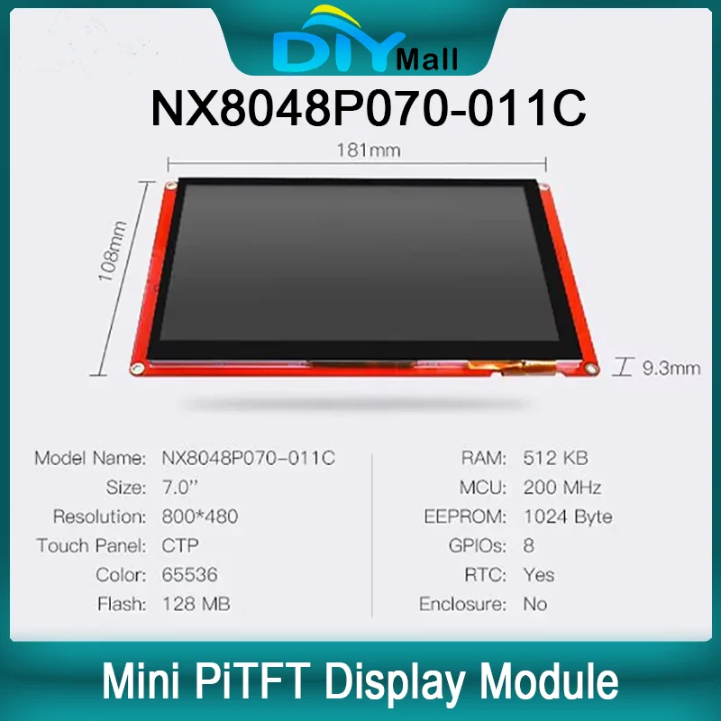 

Nextion NX8048P070-011C 7.0 inch Capacitive HMI Touch Display TFT LCD 800x480 5V Intelligent Module for Arduino/Raspberry Pi