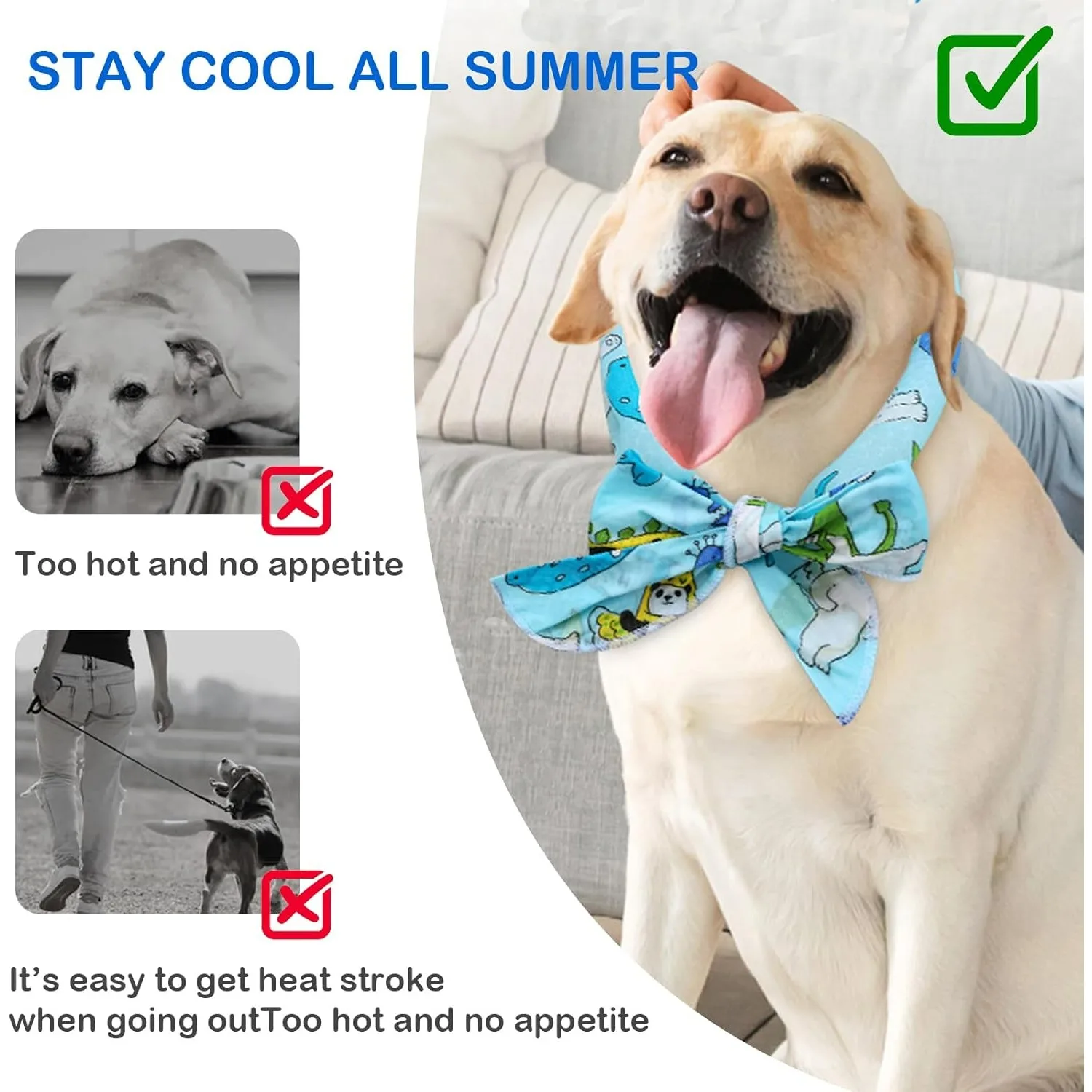 Reusable Pet Cooling Neck Wrap, Summer Cartoon Ice Collar for Dogs Cats, Heat Relief Cold Scarf for Outdoor Walk