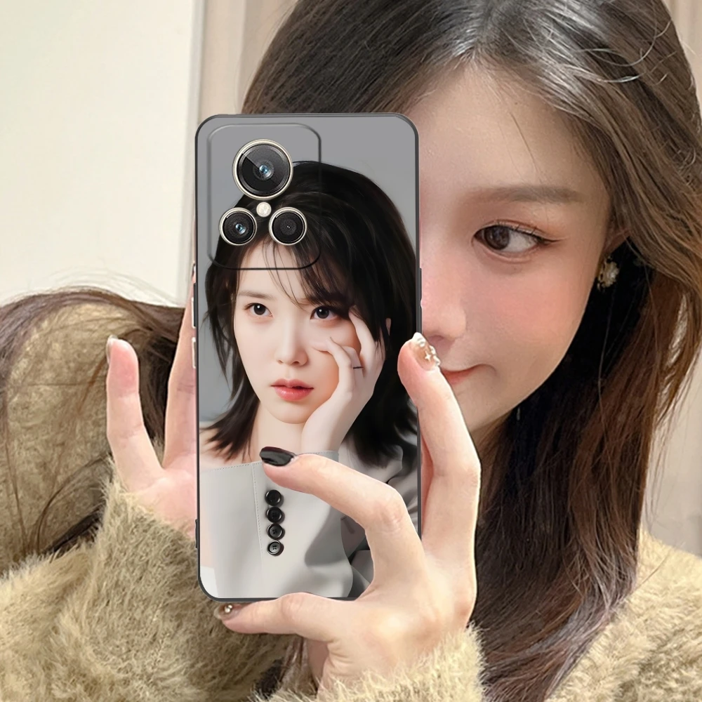 KPOP IU Lee JiEun Mobile Cell Phone Case for Realme GT 2 9i 8i 7i Pro X50 X2 C35 C21 C20 C11 C3 Black Soft Phone Cover Shell