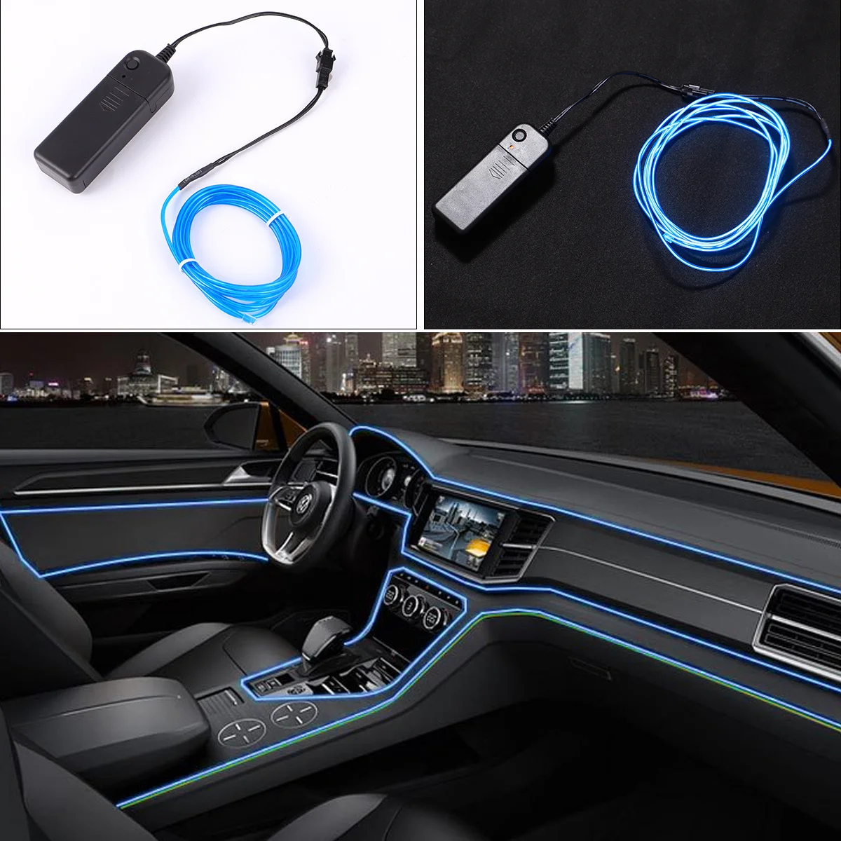 

2m El Wire Lights Glowing Strobing Flexible Cuttable 4 Modes Halloween Christmas Decoration Car Costume Lights Glowing Strobing