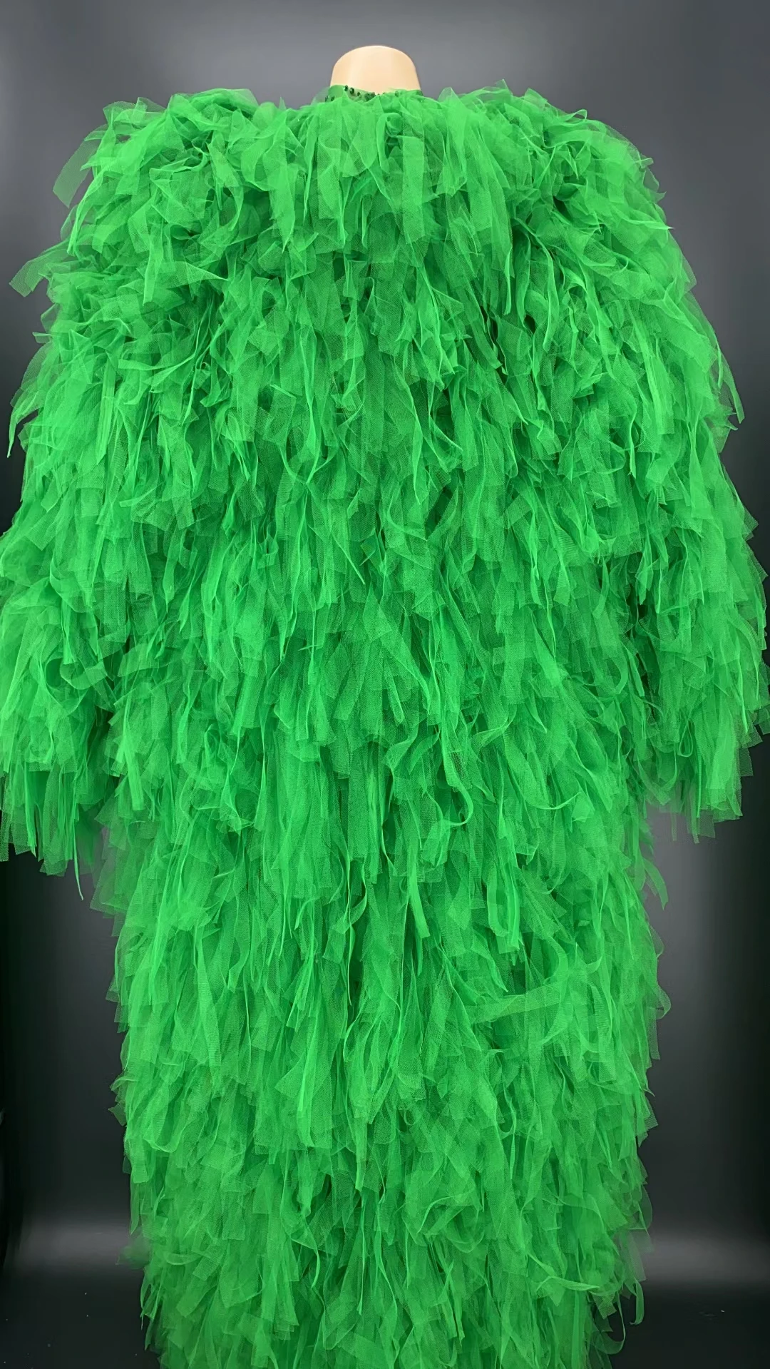 See Through Mesh Sparkly Green Rhinestone Jumpsuit Coat Suit Bar Club Stage Performance Wear Night Out Dress-up Outfit Lvchangku