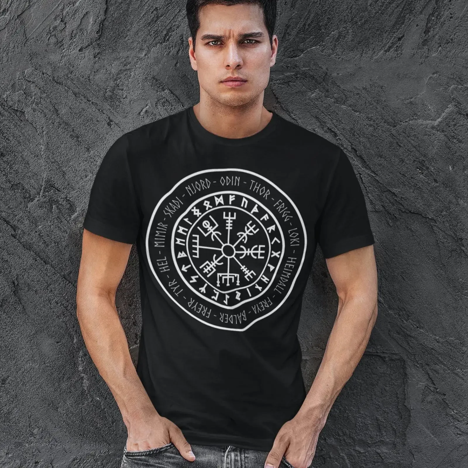 Norse Gods Viking and Goddesses Vegvisir Symbol T Shirt vintage Washed Comfortable Slightly Stylish Unisex designer clothes