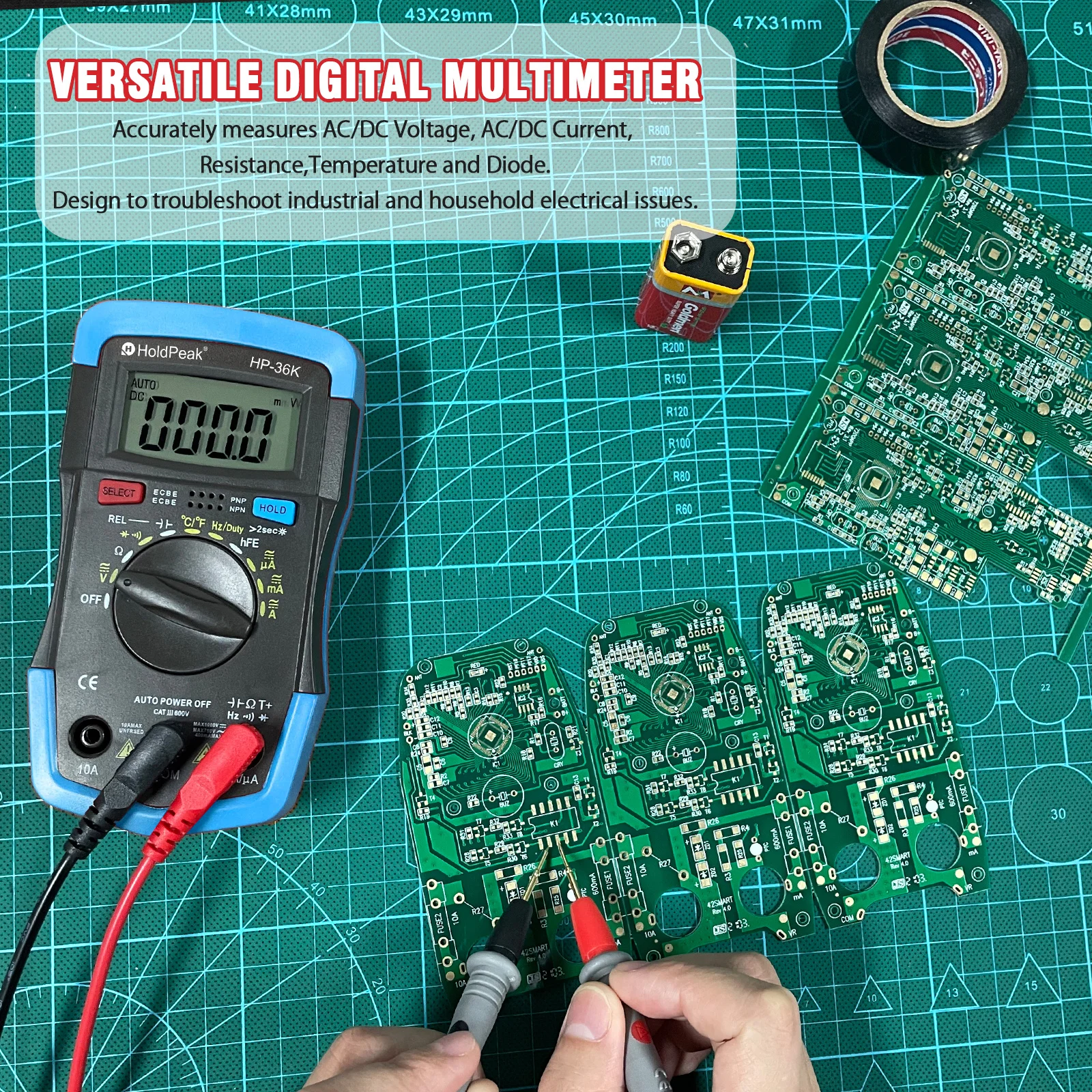 Digital Multimeter, 4000 Counts Auto-Ranging Voltmeter,Smart Measurement Voltage, Current, Resistance, Capacitance, Temperature