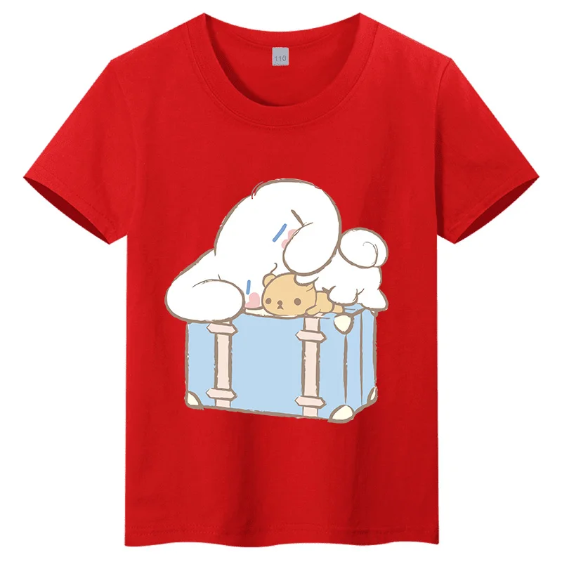 

Детская модная футболка с изображением собаки «Спящий Югуи» (Большой Ушастый Собака), из чистого хлопка, с круглым вырезом, одежда для родителей и детей, однотонная, семейная одежда