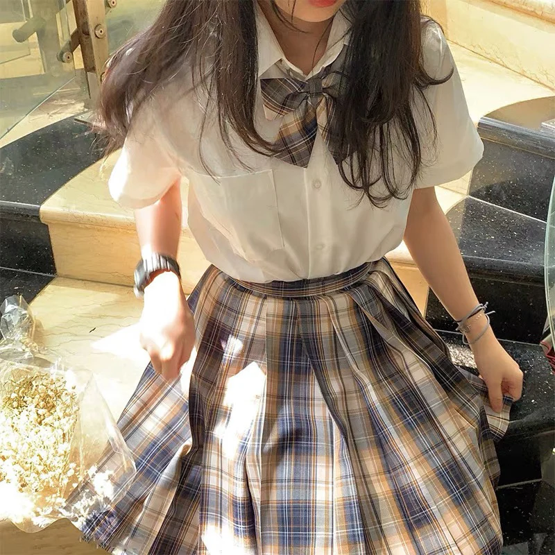 Japanse School Meisje Uniform Geplooide Mini Rok School Uniform Hoge Taille A-lijn Plaid Rok Sexy Jk Uniformen Matrozenpakje Vrouw