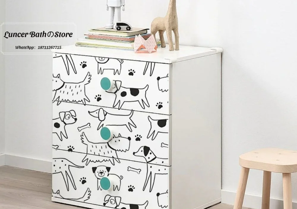 2 Rolls New Dog Line Art Self Adhesive Wallpaper, Cartoon Kids Room Decor, Cute Animal Background Wall Sticker for Nursery