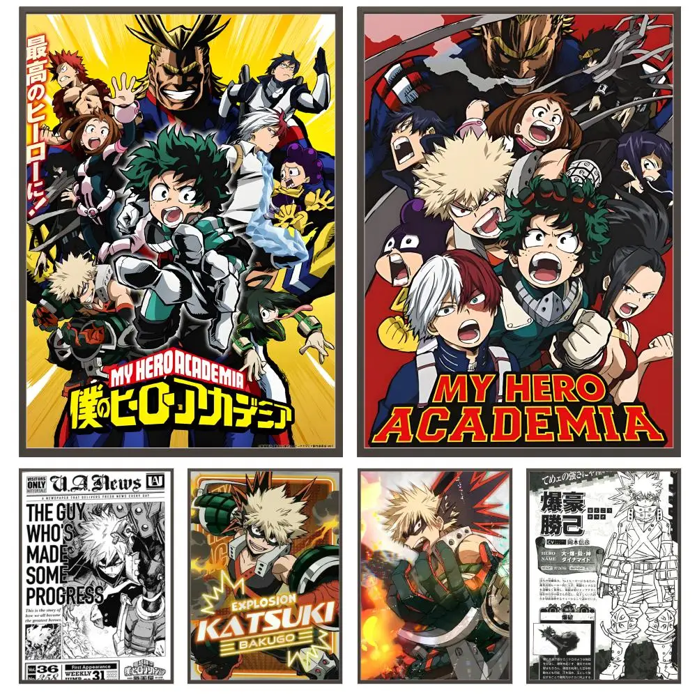 Anime B-Bakugo Katsuki Poster Versatile HD Waterproof Wall Art Self-Adhesive Decor for Any Space Ideal Gift