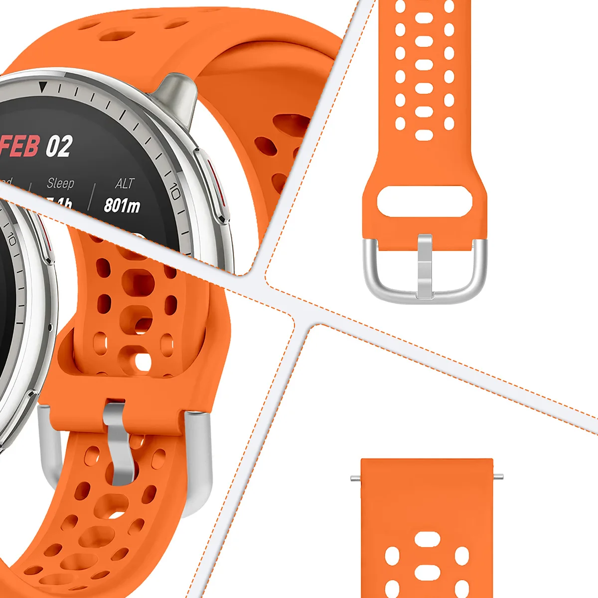 سوار لـ Amazfit Active 2 BIP3/3 Pro GTS2/2e/2 Mini/3/4 GTR Mini 20 مم حزام ساعة رياضي قابل للتنفس لـ Amazfit Active 20 مم