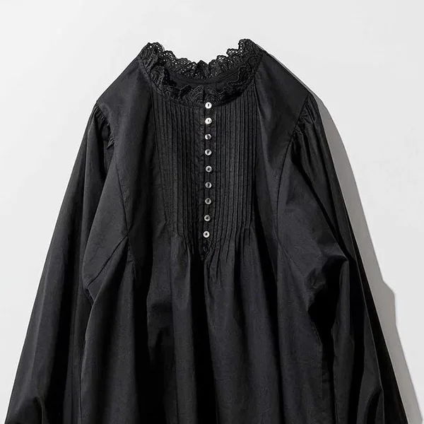 2025 여름 여성을위한 새로운 주름 예술적 긴팔 셔츠 탑