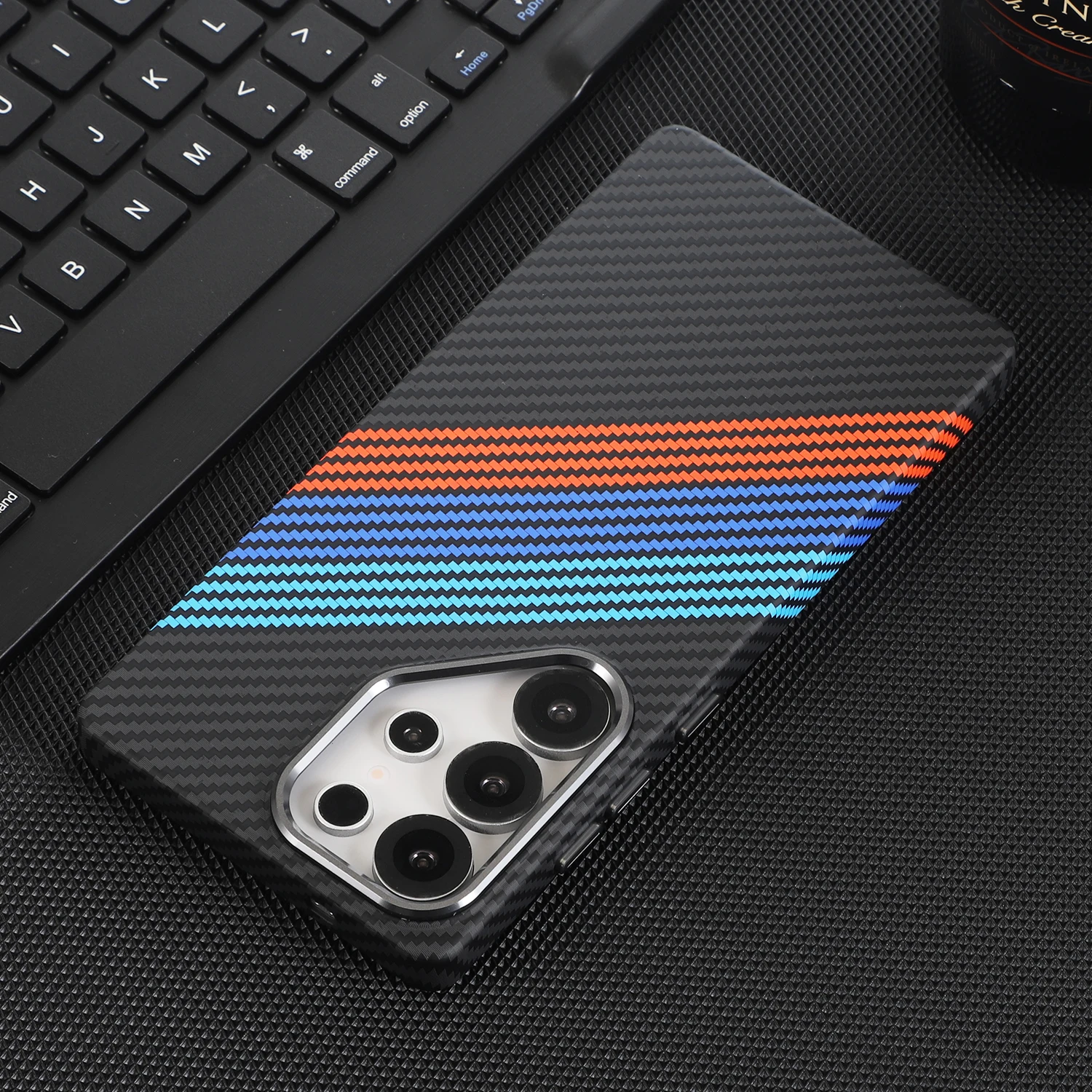 

for MagSafe Case for Samsung Galaxy S26 Ultra S25 Plus S24 S23 Magnetic Wireless Charging Carbon Fiber Aramid Style Cover J0033